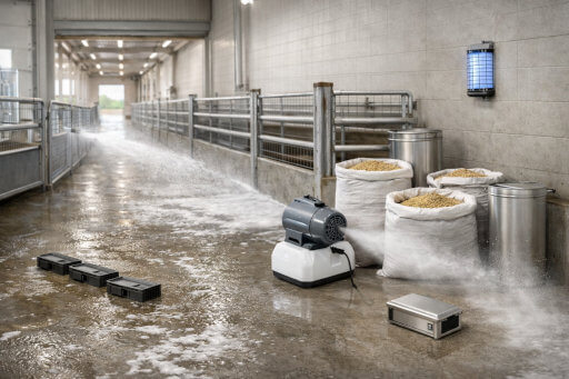 Clean livestock housing with pest control measures supporting farm biosecurity